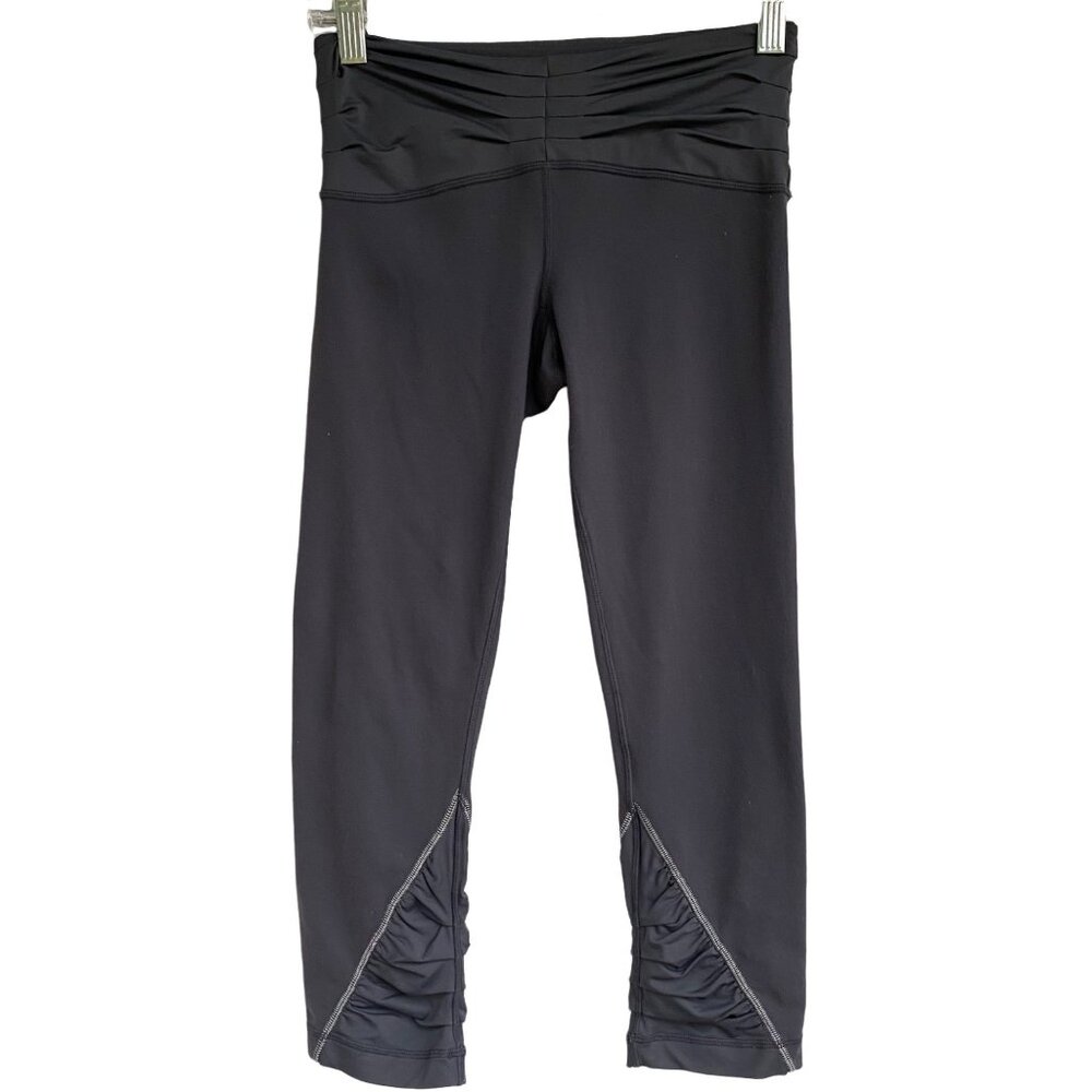 Lululemon Embrace Crop Capri Legging Womens size 4 Gray Ruched Pin Tuck Athletic - Picture 10 of 10